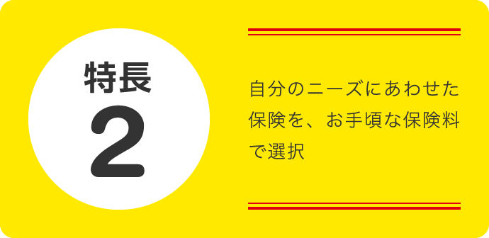 特長2 自分のニーズにあわせた保険を、お手頃な保険料で選択